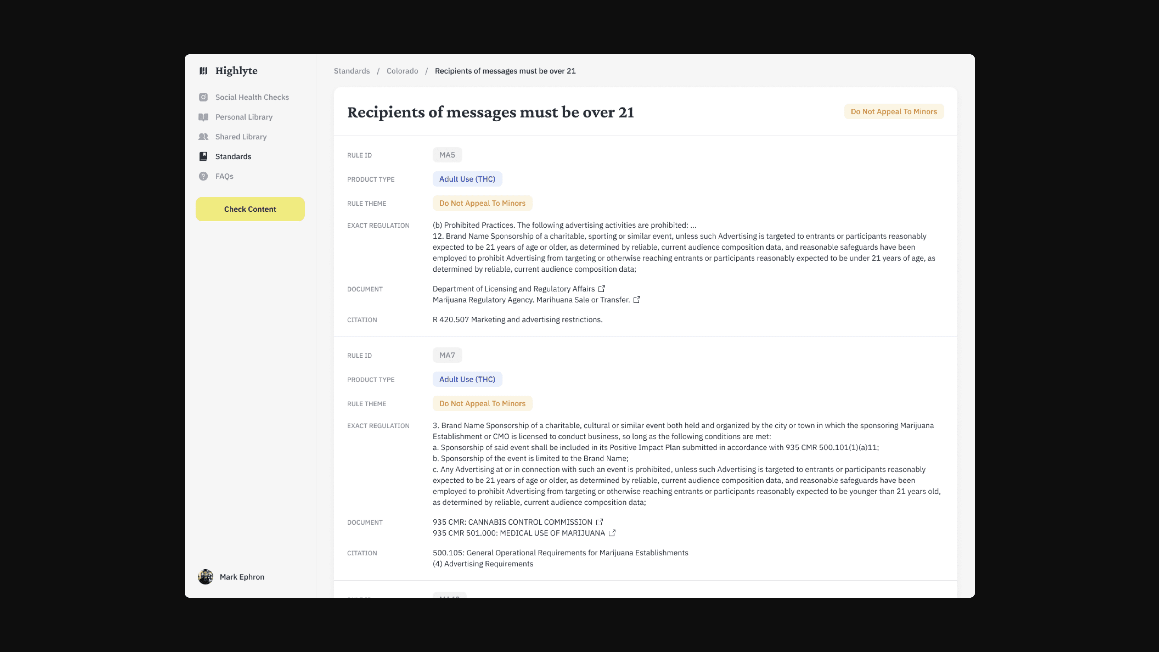 Detailed regulations and compliance report